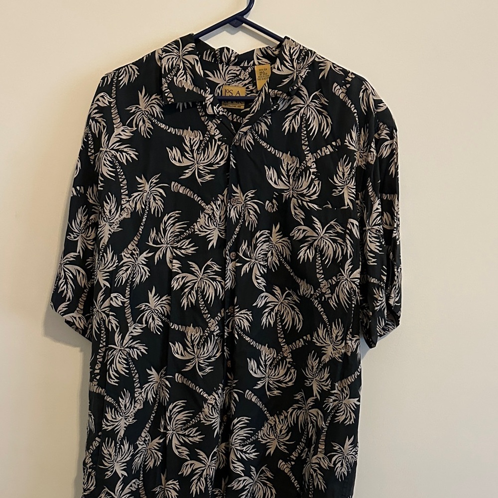 Jos. A. Bank Black and sand colored Palm Print Shirt